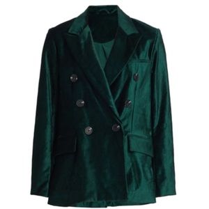 Free People Velvet Green Blazer